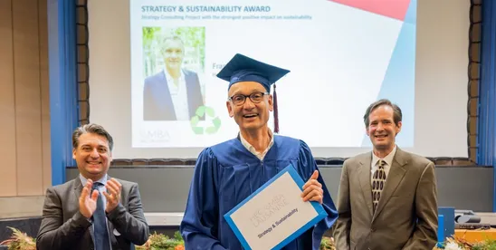François Ventura receiving the Strategy & Sustainability Award at the Class of 2020 graduation ceremony