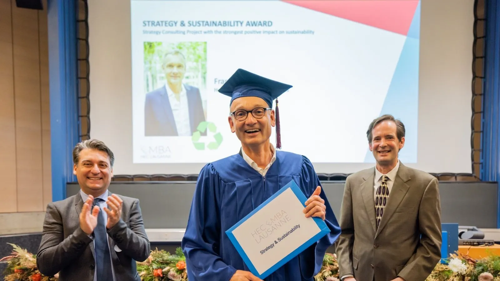 François Ventura receiving the Strategy & Sustainability Award at the Class of 2020 graduation ceremony