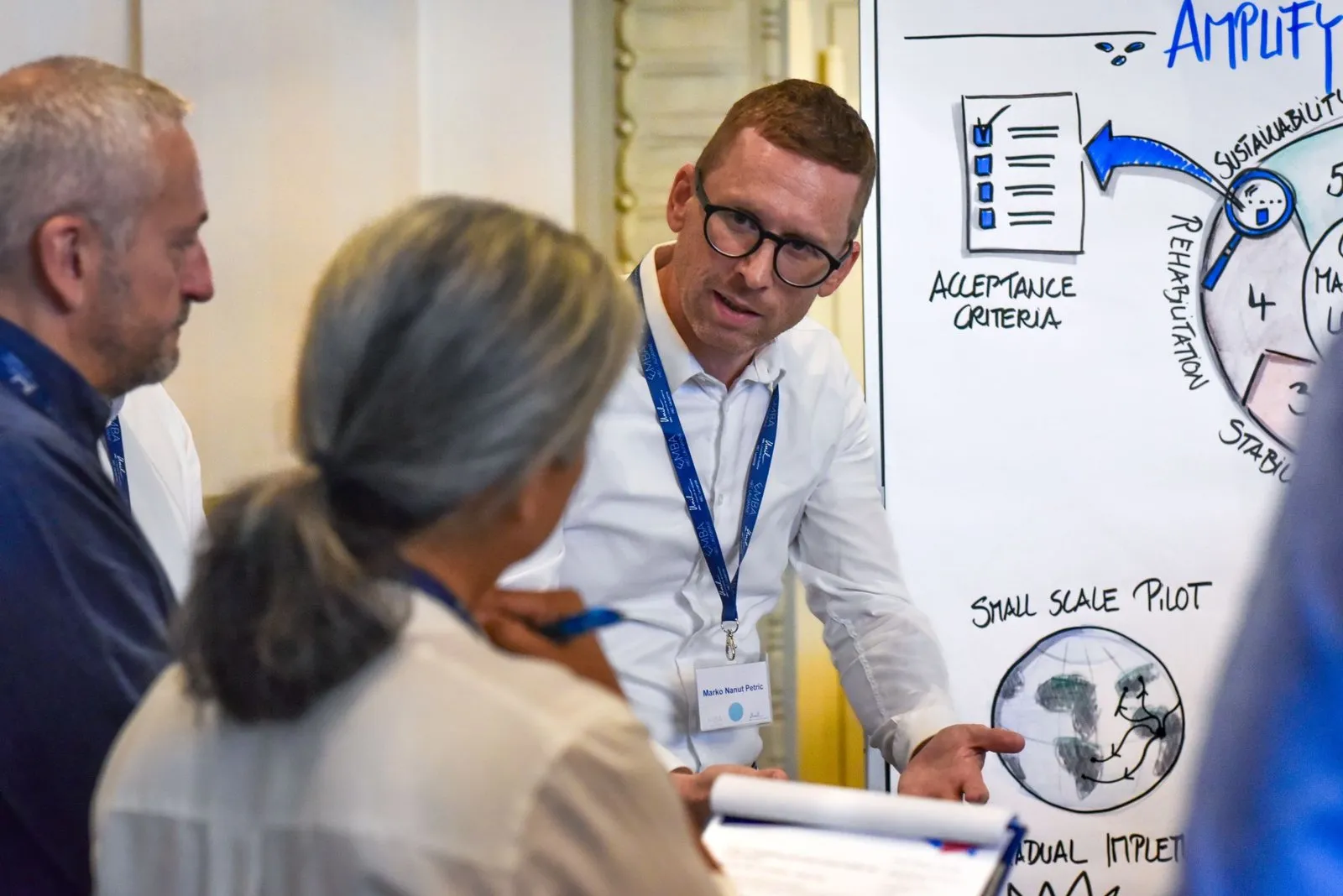 Participants working in groups on the Médecins Sans Frontières case study