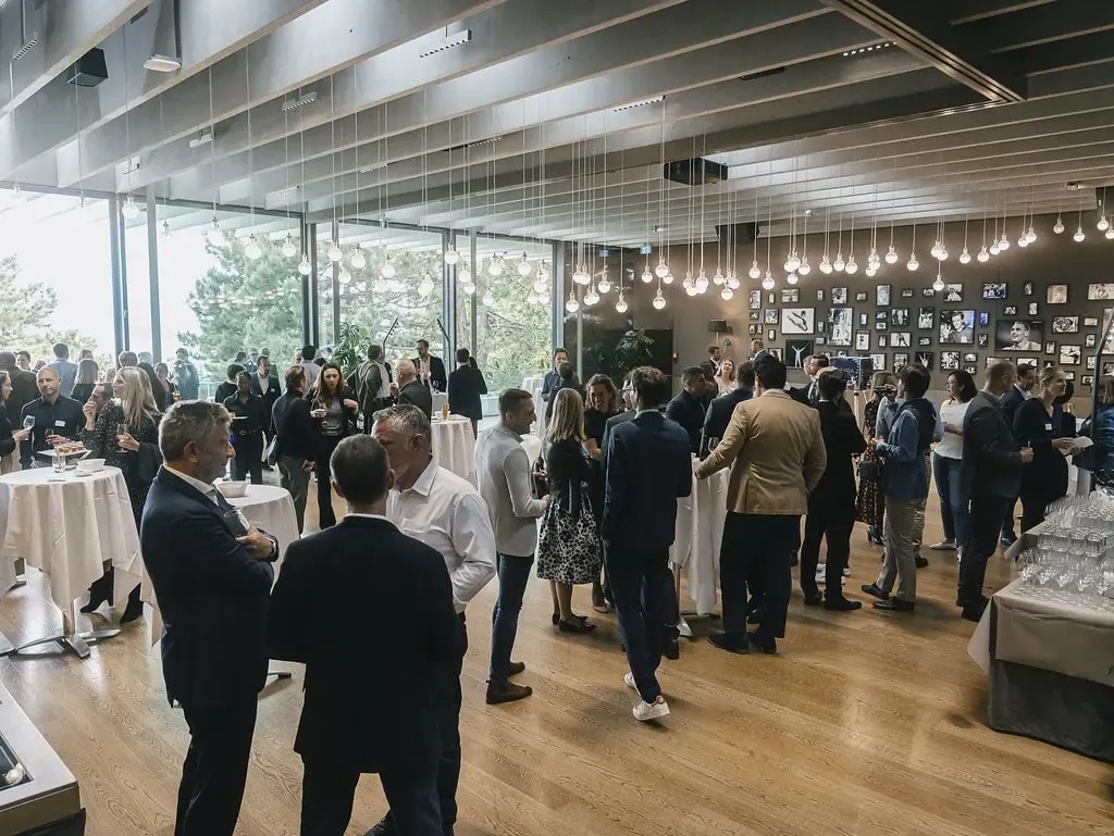 Executive MBA alumni talking during a networking evening